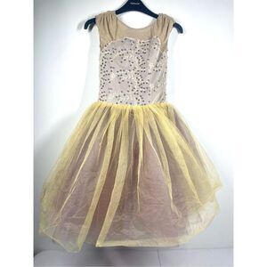Weissman Dance Costume Dress Gold Lavender Sparkle Tulle Tutu Girls Size LC 14